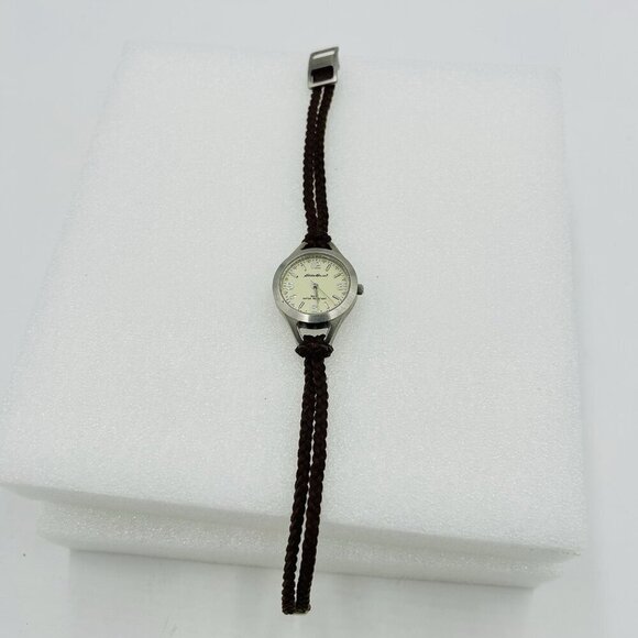 Eddie Bauer Women's Round Brushed Metal Watch V8V121 with Brown Braided Band - Picture 1 of 10